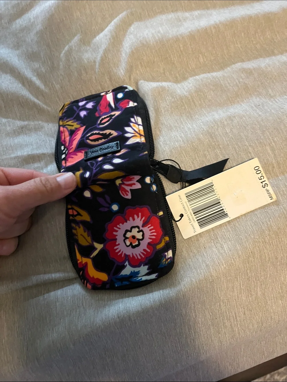 Vera Bradley Navy Floral Zip Around Wallet with Pink & Red Accents